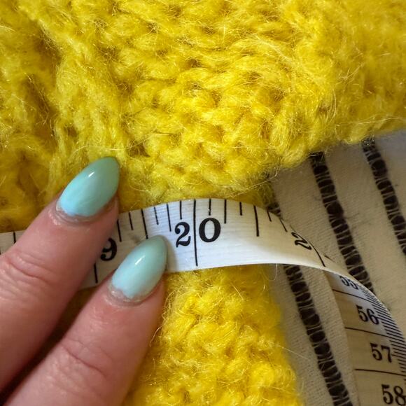 SLEEPING ON SNOW Anthropologie Bright Lights Yellow Alpaca Pointelle Sweater XS - Picture 6 of 7